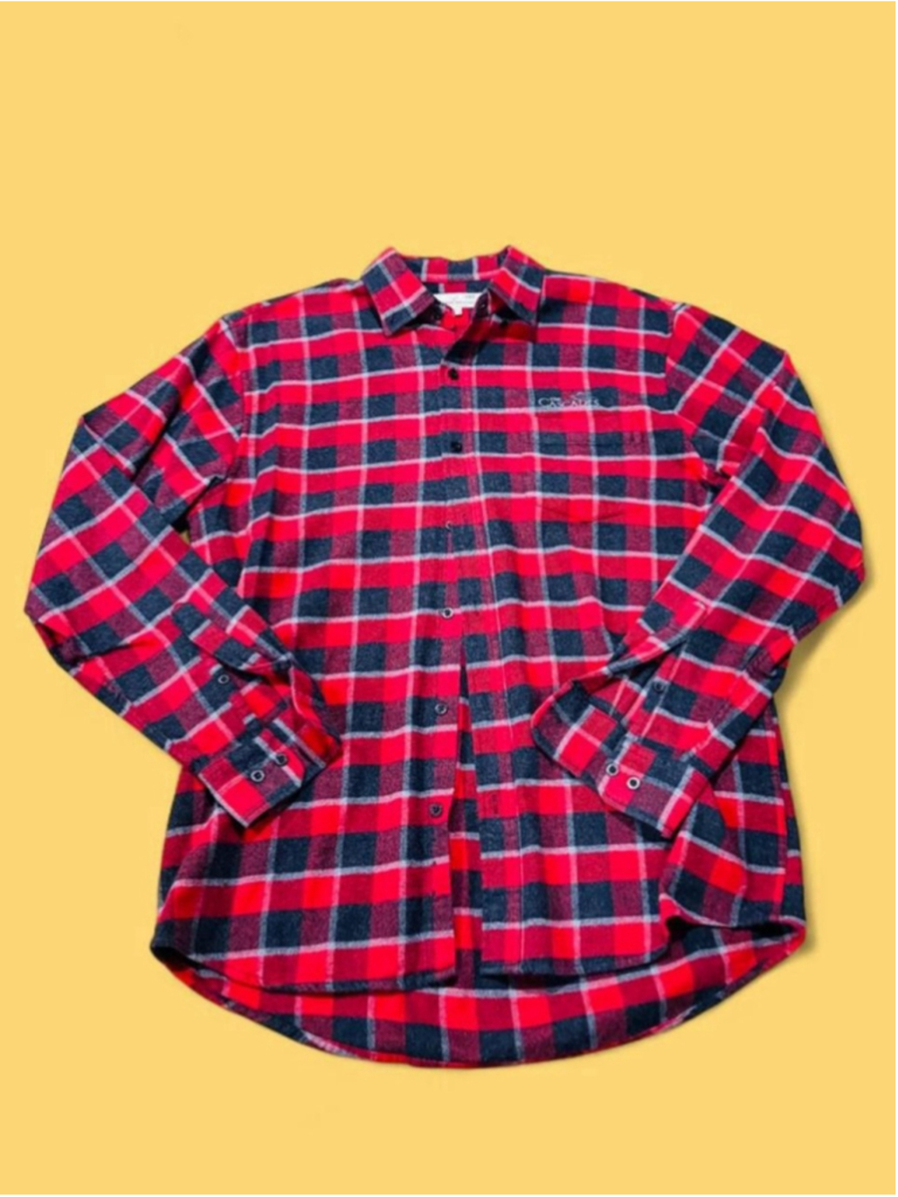 Cotton Brothers Red Black Plaid Flannel Shirt Men L The Cascades Embroidered